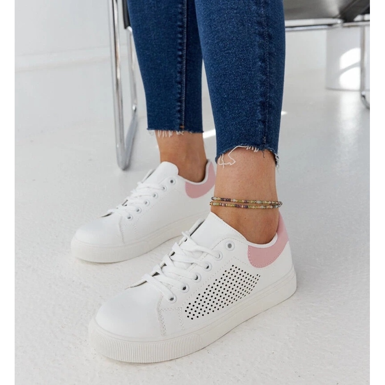 D/GMR Valkoiset ja vaaleanpunaiset aukiot Semhar -lenkkarit valkoinen 2