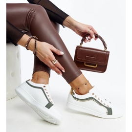 D/GMR Valkoiset ja vihreät lenkkarit Amala alustalla valkoinen 1