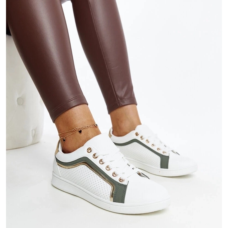 D/GMR Valkoiset ja vihreät lenkkarit Amala alustalla valkoinen 2