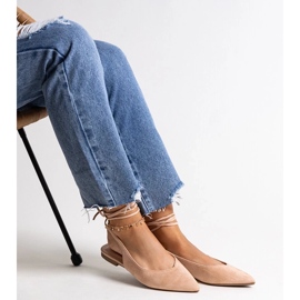 D/CEO Leaia nauhalliset beige-balettihousut avoimella kantapäällä 2