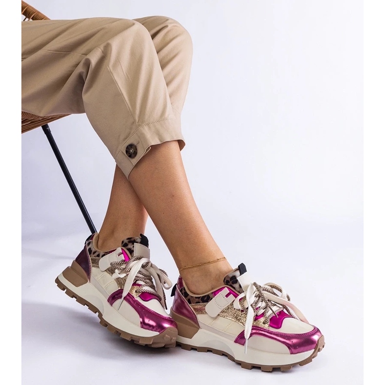 D/CEO Vaaleanpunaiset lenkkarit, jotka on koristeltu eläimen motiivilla Soria vaaleanpunainen 1