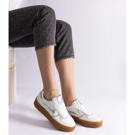 D/CEO Valkoiset ja hopeiset tennarit, joissa Quica-kumipohja hopea 1