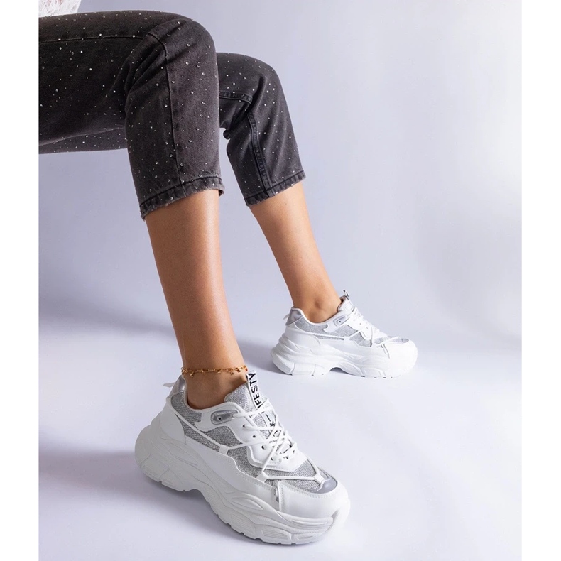 D/CEO Valkoiset lenkkarit, joissa Rigel glitter -sisäkkeet valkoinen 1