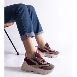 D/CEO Kastanjanruskeat ja harmaat naisten Milenka-lenkkarit punainen 1