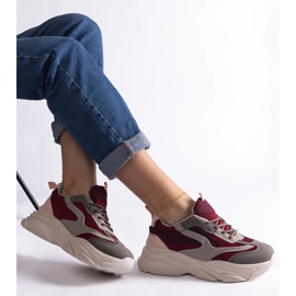 D/CEO Kastanjanruskeat ja harmaat naisten Milenka-lenkkarit punainen 2