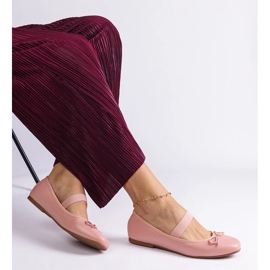 D/CEO Vaaleanpunaiset balleriinit joustavalla nauhalla ja koristeellinen Newton Bow vaaleanpunainen 2