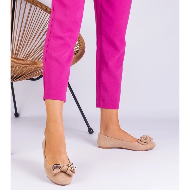 D/CEO Beige klassinen balleriinit masolilla keulalla 2