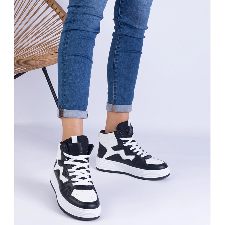 Naisten valkoiset ja valkoiset lenkkarit musta 1