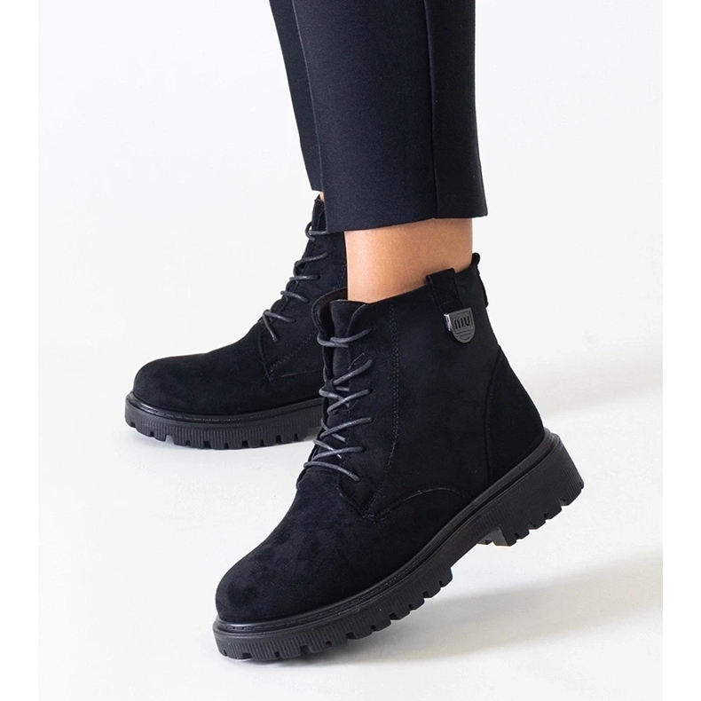 D/CEO Mustat ekologiset mokkanahkatyösaappaat Leonora-alustalla 2