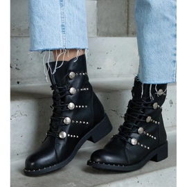 D/CEO Mustat nauhalliset nilkkurit, joissa on Elea-nappi 2