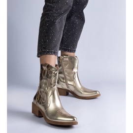 D/CEO Kultaiset naisten cowboy-saappaat korkeakorkoisella, metallinhohtoinen Madeira kultainen 2