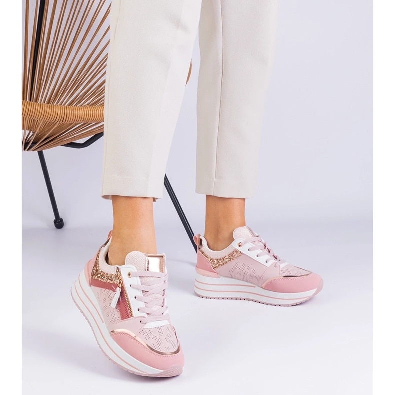 D/CEO Pink Sports Sneakers on Maltalla koristeltu malli glitterillä vaaleanpunainen 2