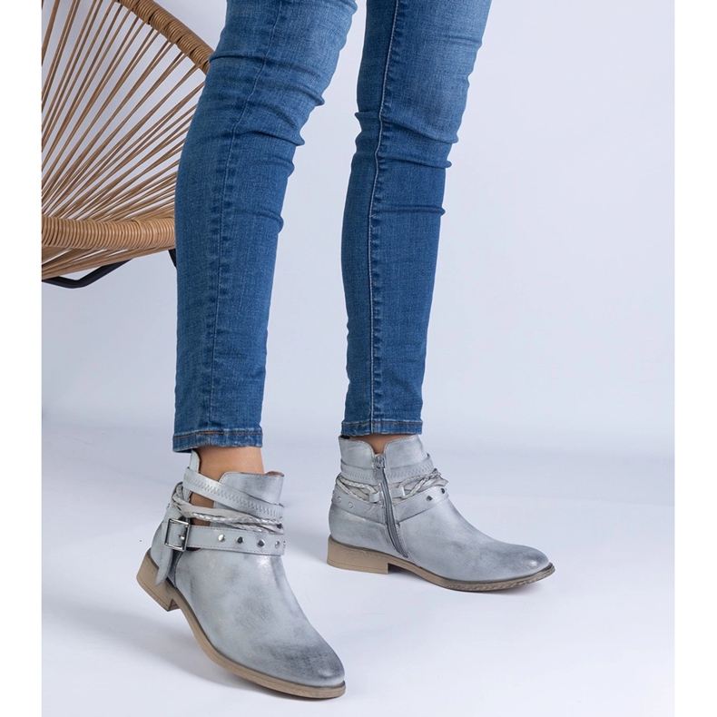 Hopea litteät saappaat katkaisulla ja solkilla 1