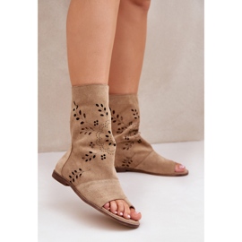 Zazoo 3437 Naisten mokkanahkasandaalit vetoketjulla, beige 2