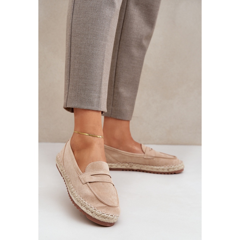 Naisten espadrilles juutti punoksella tasaisella beige -pohjalla 2
