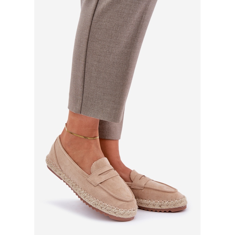 Naisten espadrilles juutti punoksella tasaisella beige -pohjalla 1
