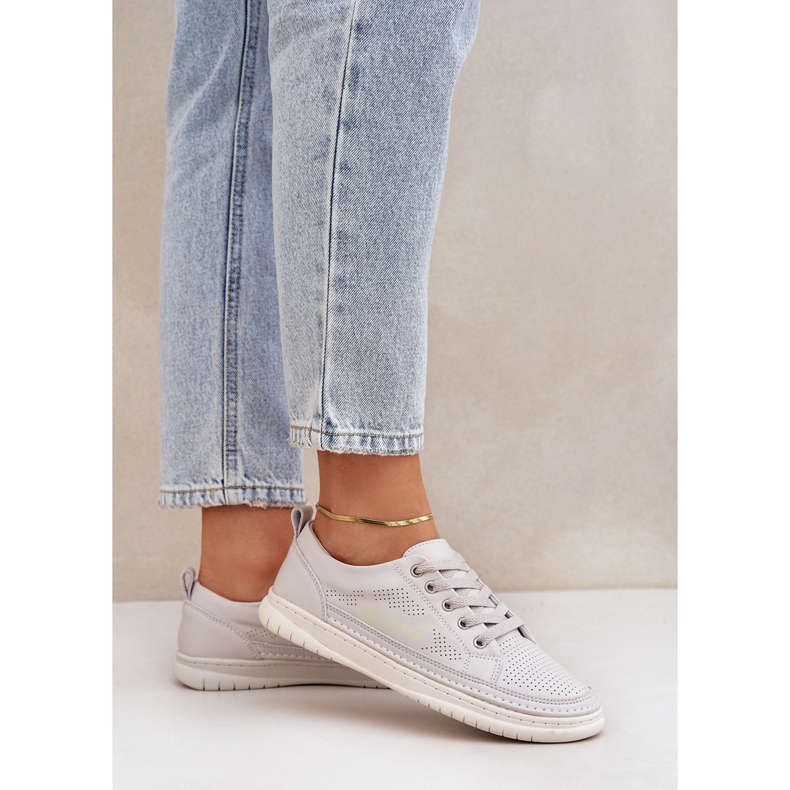 Naisten nahka lenkkarit harmaat avoimet työt 2