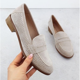 Openwork Suede kengät Lords Potocki SZ12585 beige 1