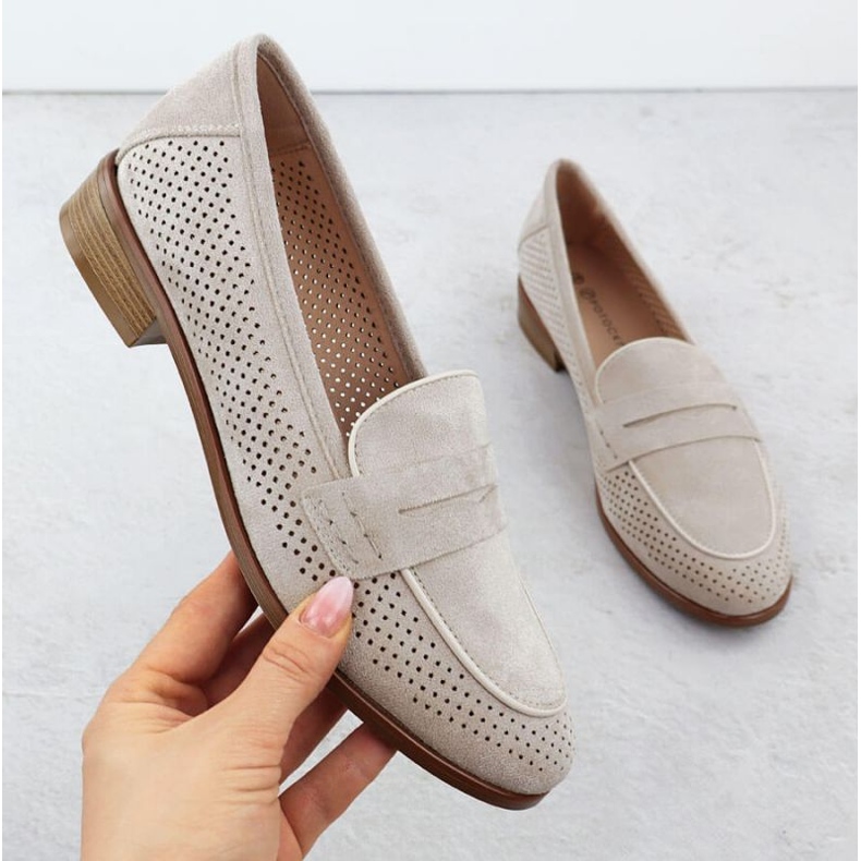 Openwork Suede kengät Lords Potocki SZ12585 beige 1