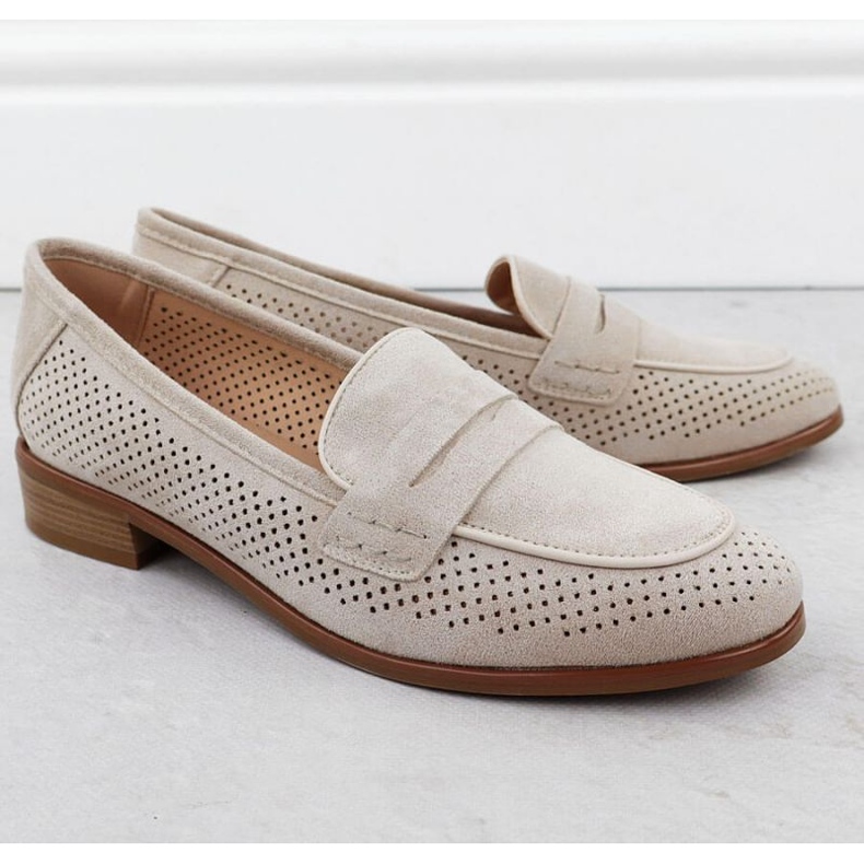 Openwork Suede kengät Lords Potocki SZ12585 beige 2