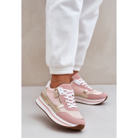 Naisten kiiltävät urheilukengät alustalla vaaleanpunainen 2