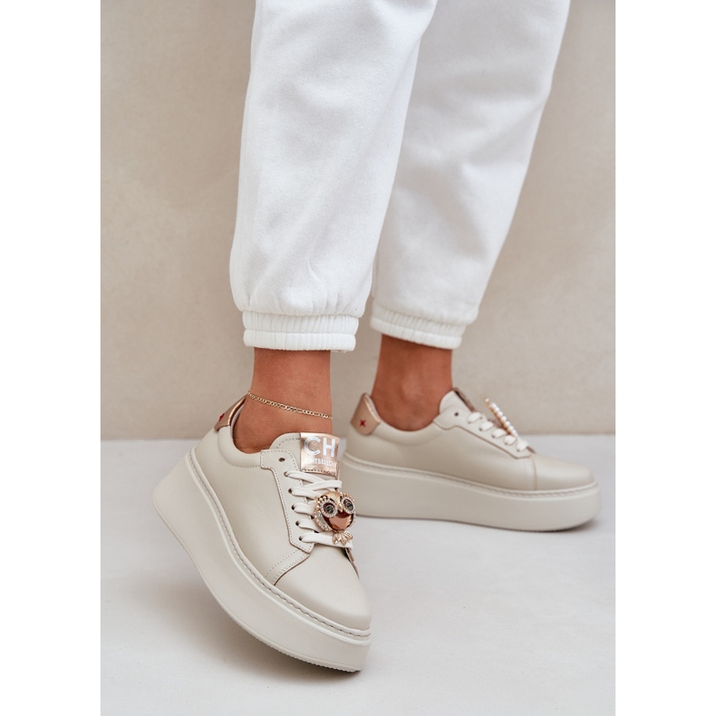 Naisten nahka lenkkarit chebello 4411 kevyt beige 2