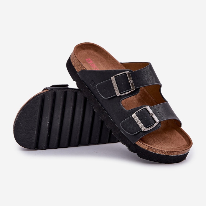 Kevyet miesten tossut, joissa on ekologinen nahkainen solki Big Star NN174531 Black musta 2