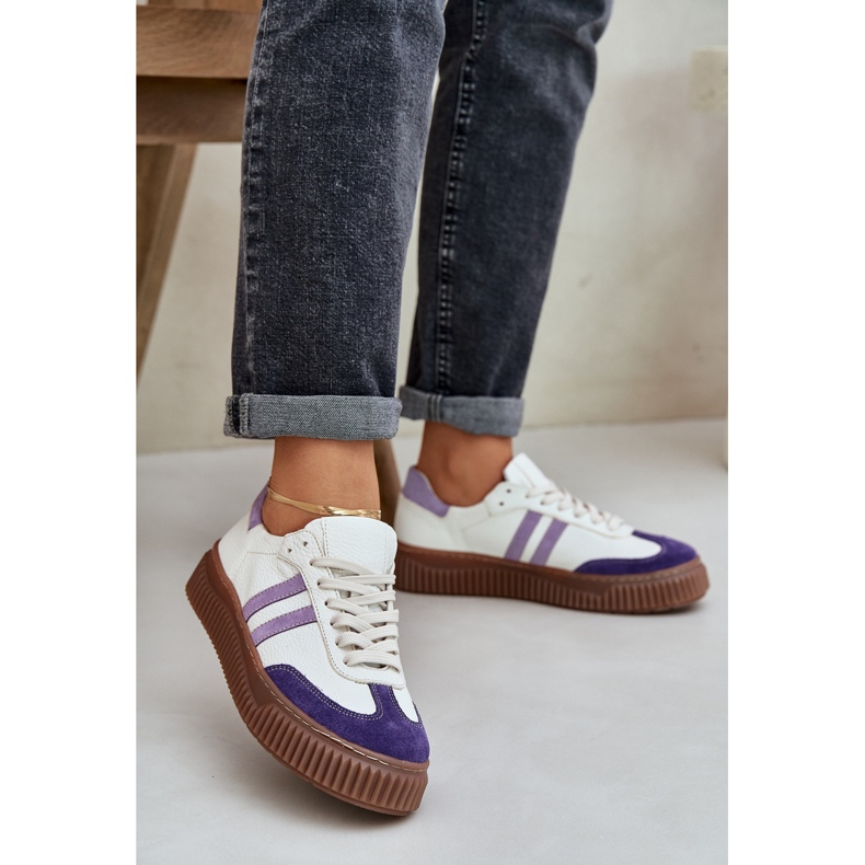 Zazoo N1068S6 Nahka Laskuisten naisten lenkkarit laiturilla valkoinen 2