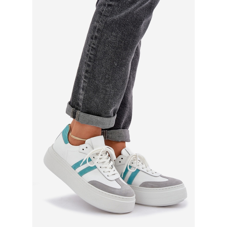 Zazoo N1068S8 Nahka Laskuisten naisten lenkkarit laiturilla valkoinen 1