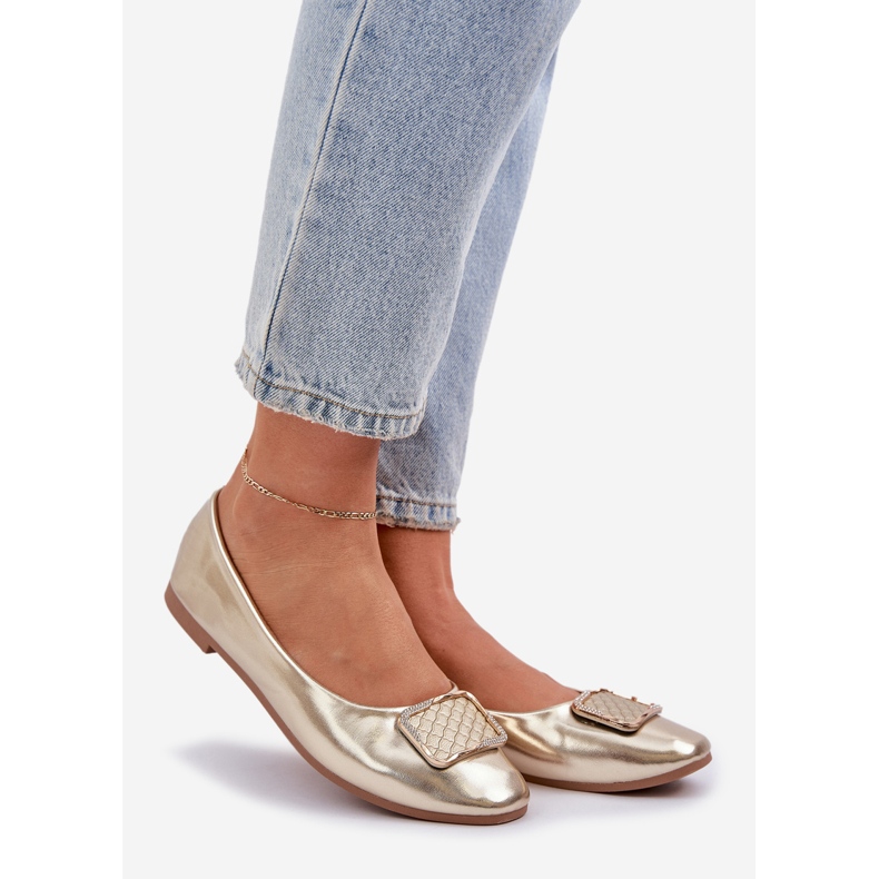 Eco Leather Ballerinas, jossa on kultainen sisustus 1