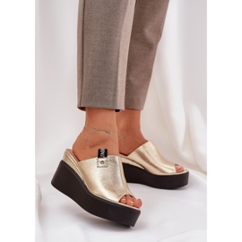 Tohvelit laiturilla ja kiilaa ekon nahkakulta kultainen 2 Tohvelit laiturilla ja kiilaa ekon nahkakulta kultainen 2