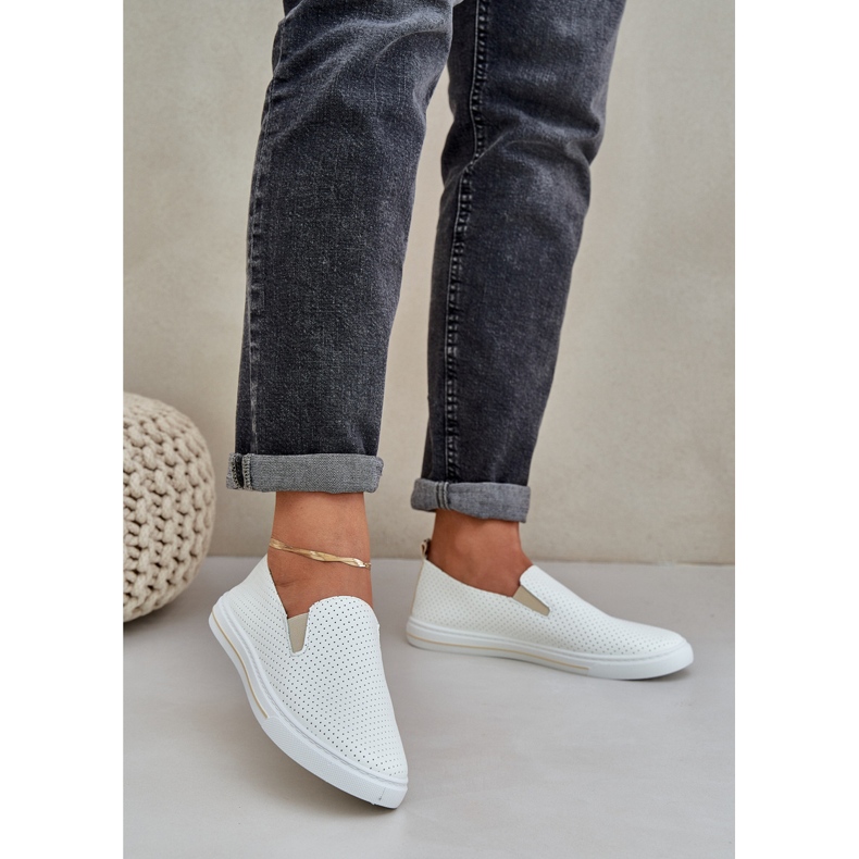 Liukasti ekon nahkaisten naisten lenkkarit lenkkarit kevyellä beigellä 2