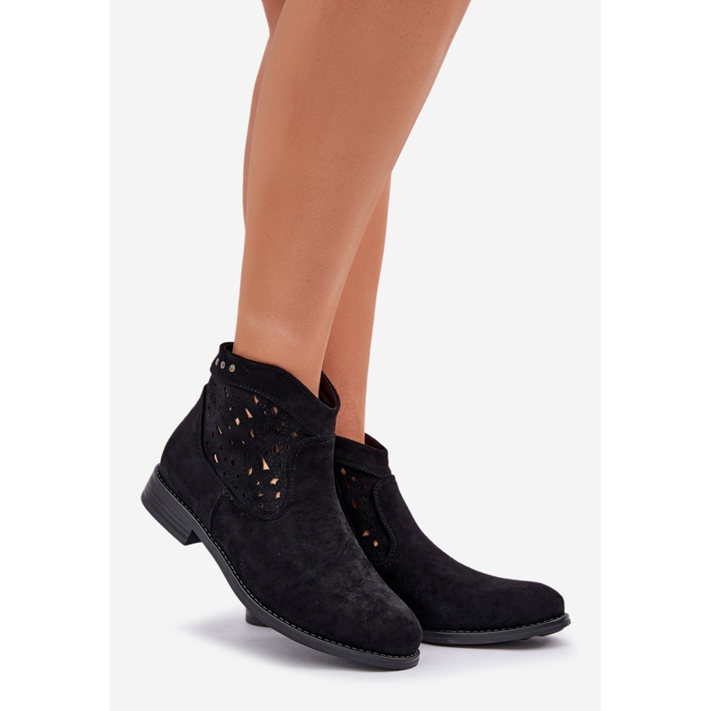 Litteä kantaiset naisten avoimet saappaat S.Barski Hy51-113 Musta 1