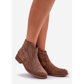 Litteäkorkoiset naisten avoimet saappaat S.Barski Hy51-113 Brown ruskea 1