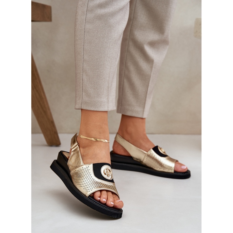 Jezzi Naisten sandaalit kultakiiloille koristeella kultainen 2
