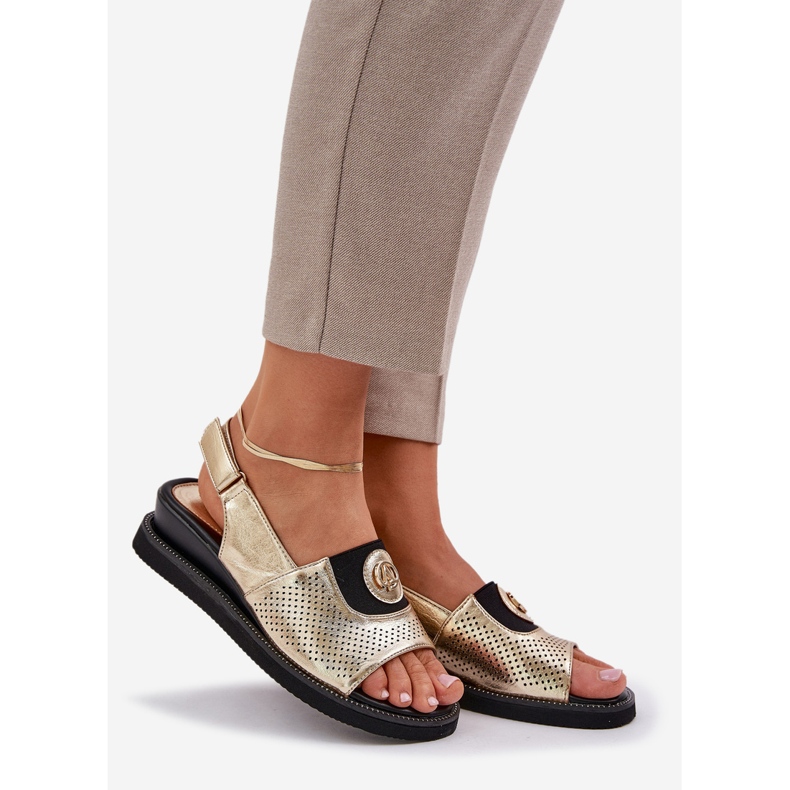 Jezzi Naisten sandaalit kultakiiloille koristeella kultainen 1