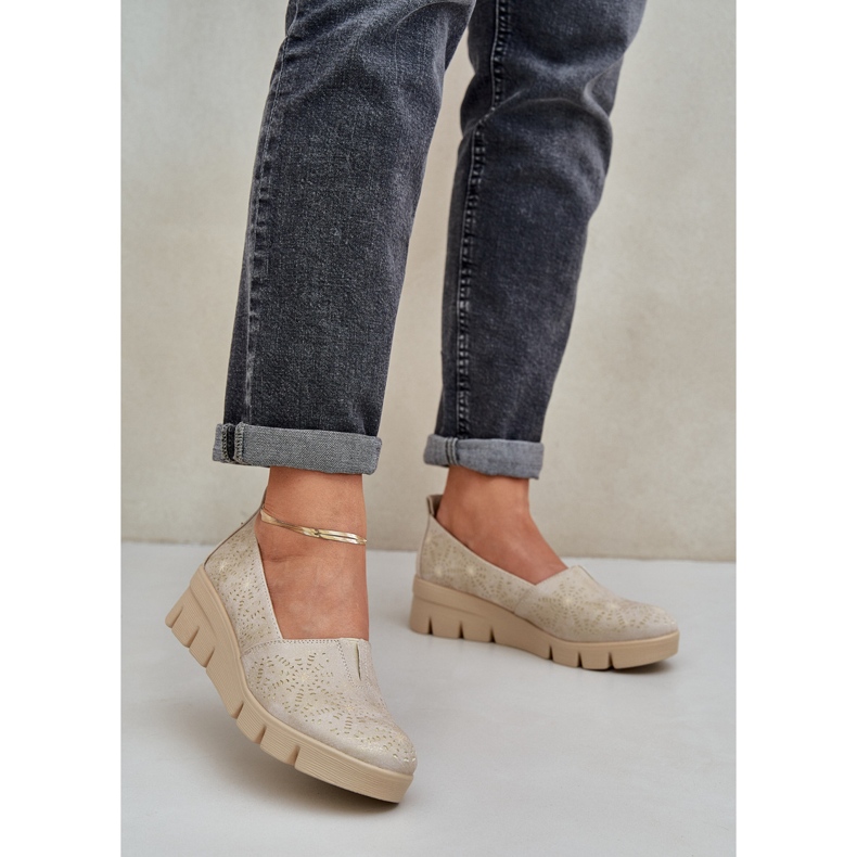 Jezzi Naisten kengät avoimella kultakiilamallilla kultainen 2