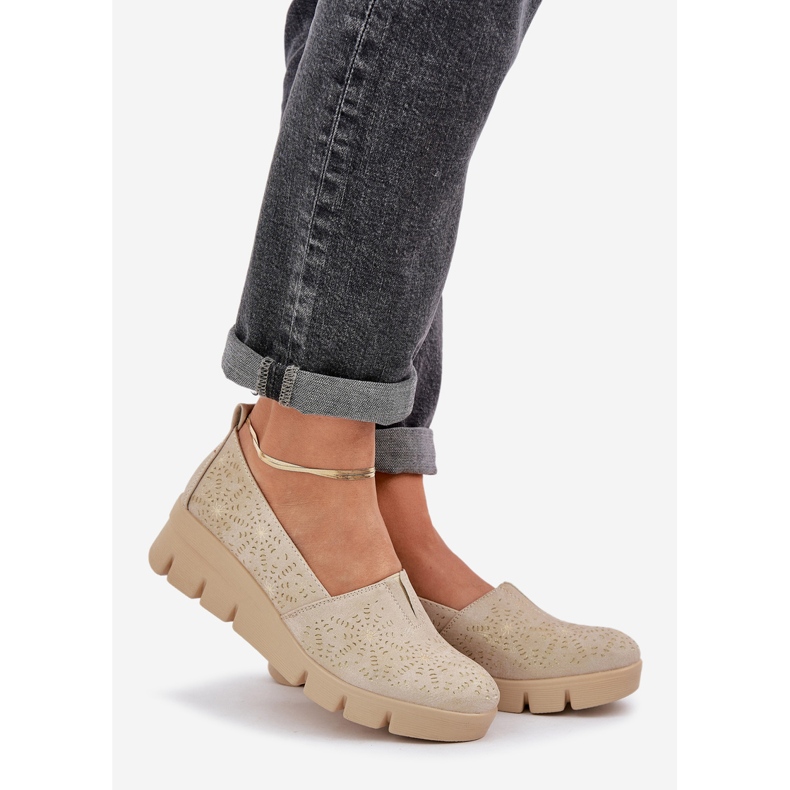 Jezzi Naisten kengät avoimella kultakiilamallilla kultainen 1