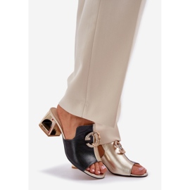 Tyylikäs nahkakorko Laura Messi 2875 Musta ja kulta 1