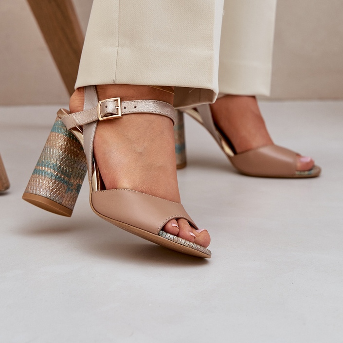 Nahka tyylikkät sandaalit Laura Messi 2136 Dark -Gearing Post beige 2