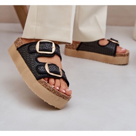 Tossut punoksella ja soljilla massiivisella alustalla musta 2