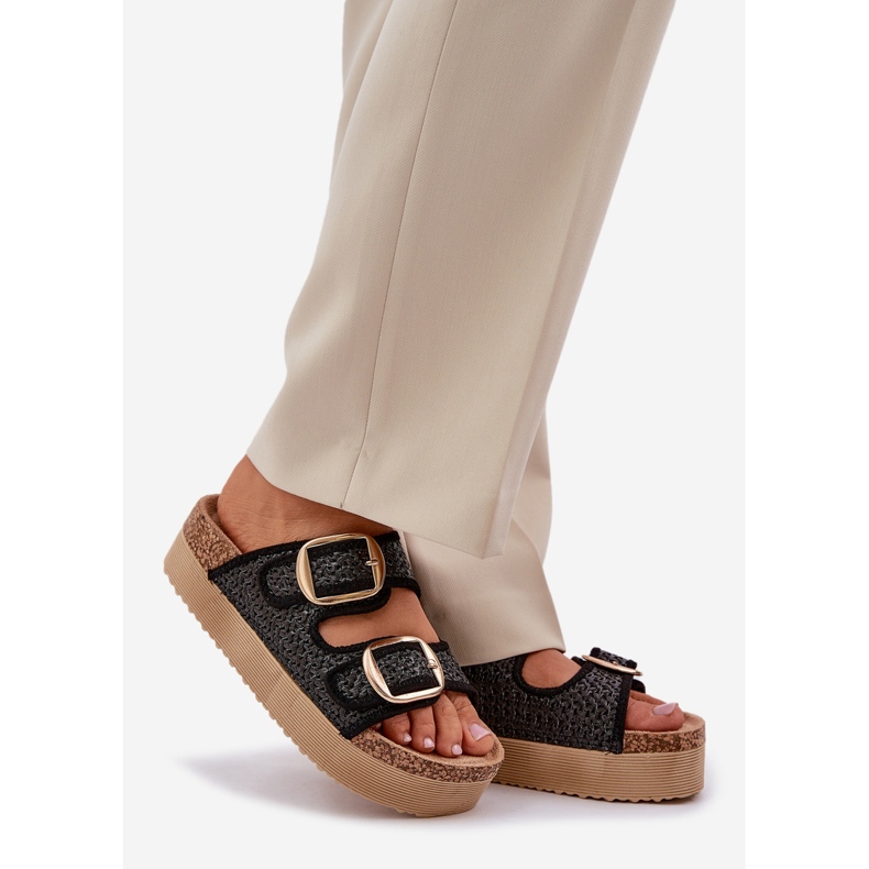 Tossut punoksella ja soljilla massiivisella alustalla musta 1