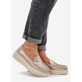 Naisten avoimien nahkavalmisteiden ja samppanjakiilat kultainen 1