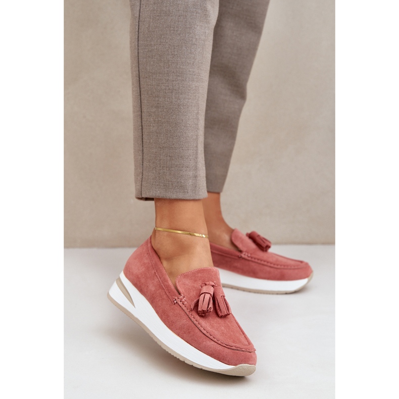 Mokkasiinit herkän ekokiilan vaaleanpunaisella mokkanahalla vaaleanpunainen 2