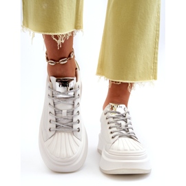 Naisten urheilun nahka -lenkkarit Goe NN2N4033 White Platform -sovelluksella valkoinen 4