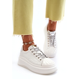 Naisten urheilun nahka -lenkkarit Goe NN2N4033 White Platform -sovelluksella valkoinen 3