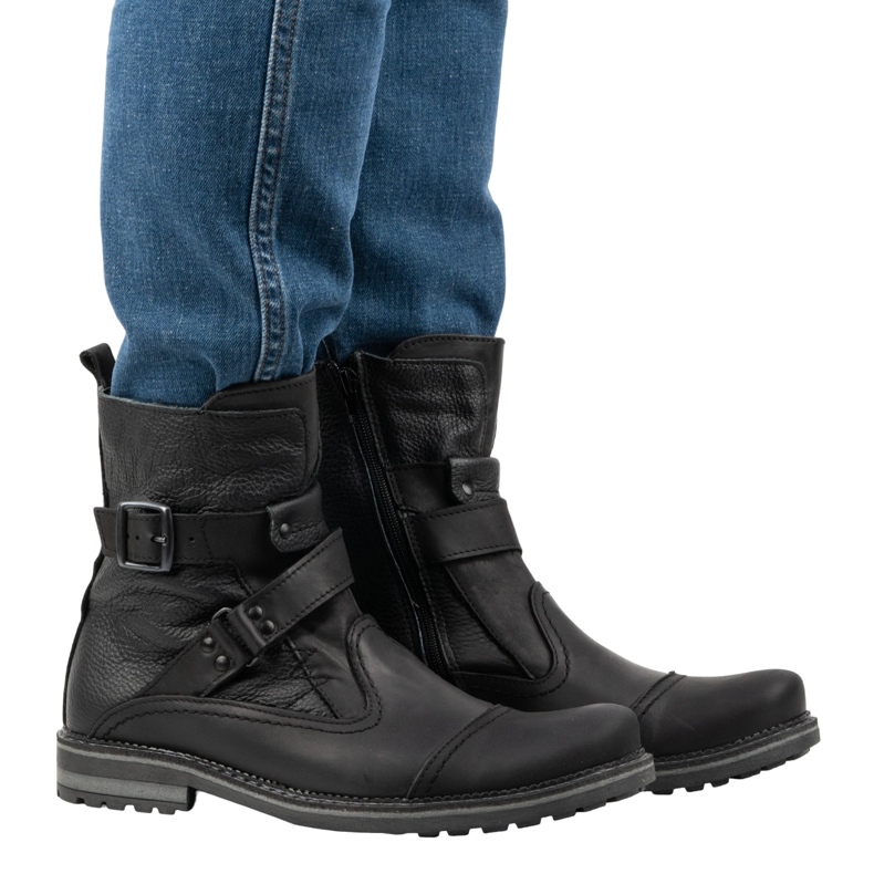 Olivier Miesten nahkasaappaat Chelsea saappaat 82KZ mustat 1