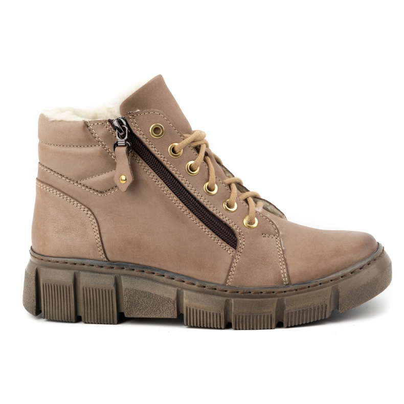 Olivier Naisten eristetyt nahkaiset talvisaappaat 1180, tummanruskea beige 1