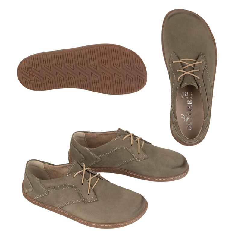 Olivier Paljain jaloin naisten minimalistiset nahkakengät 1082 Olive Nubuk vihreä 2