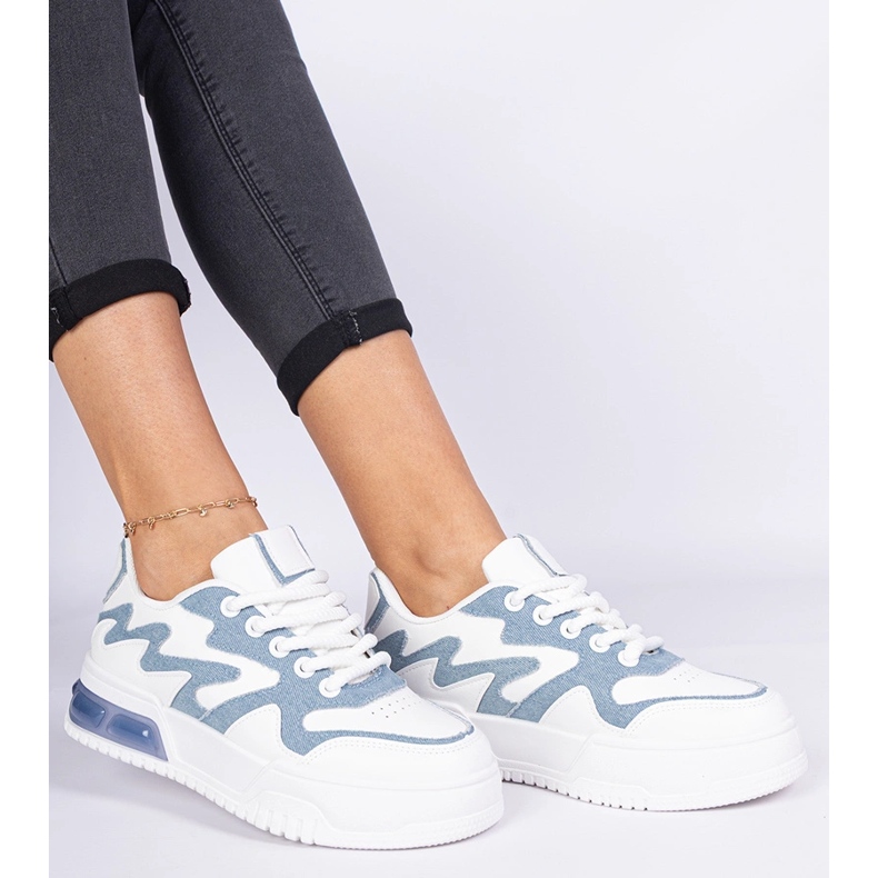 Siniset naisten lenkkarit denim -lisävarusteella valkoinen 1